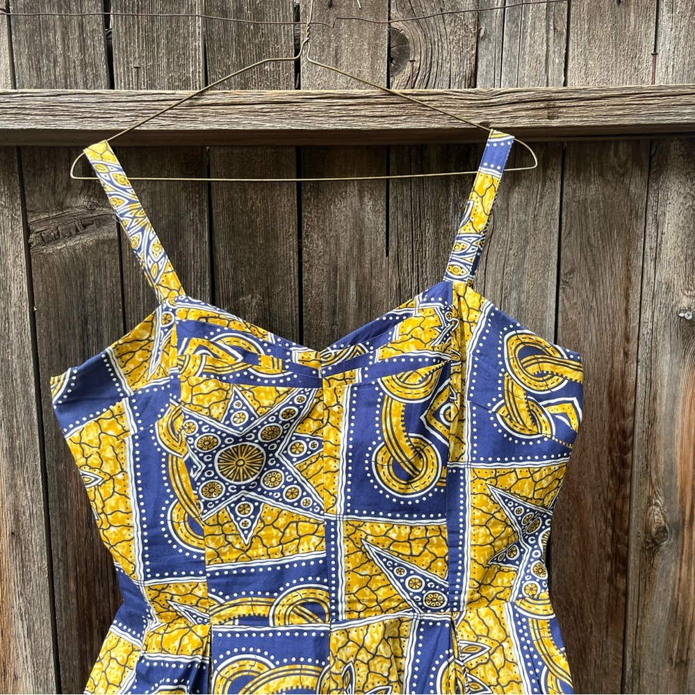 Trashy Diva by Candice Gwinn Yellow and Blue Patterned Sundress Size 10 - Picture 9 of 9
